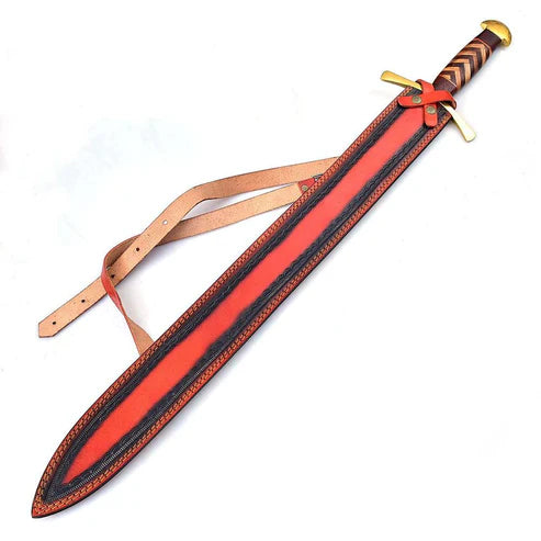 37" Brute Elja Pattern Damascus Steel Sword Historical Replica By Cosplay Swords