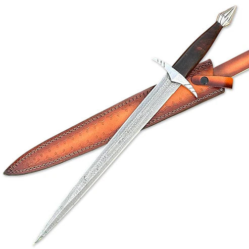 30" Handmade Damascus Steel Double Edge Sword Gladius Style By Cosplay Swords