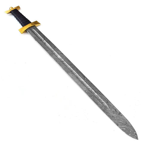 32" Handmade Damascus Steel Roman Spatha Sword Historical Replica By Cosplay Swords