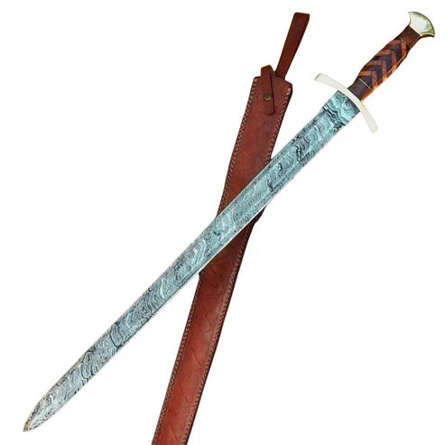 39" Handmade Damascus Steel Viking Sword By Cosplay Swords