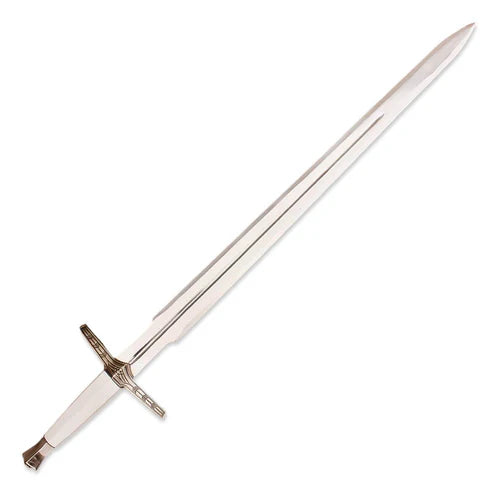 Handmade Witcher Silver Sword Replica Edition with White Scabbard By Cosplay Swords