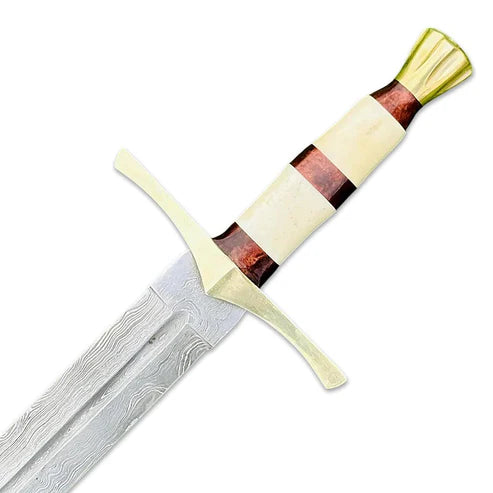 32" Handmade Damascus Steel Medieval Knight Sword Historical Cosplay Swords
