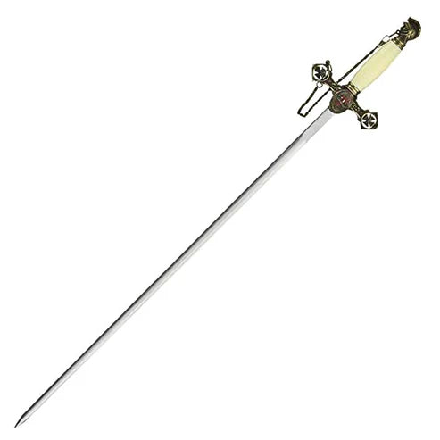 37” Masonic Knight Templar Ceremonial Sword With White Scabbard Cosplay Swords