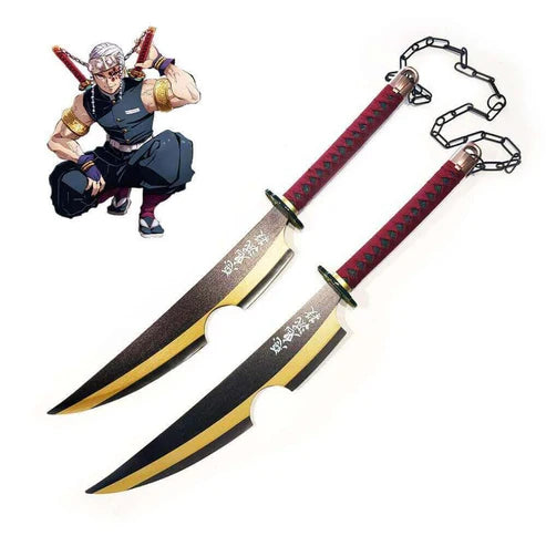 Tengen Uzui Twin Nichirin Cleavers 31" Carbon Steel Demon Slayer Swords N