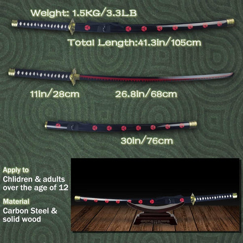 Roronoa Zoro Enma Katana Replica Carbon Steel Sword By Cosplay Swords