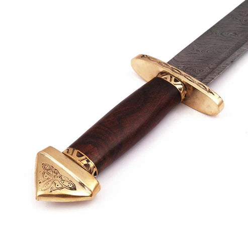 32" Handmade Damascus Steel Medieval Lang Seax 7th Century Viking Sword By Cosplay Sword