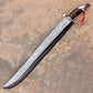 Hand Forged Damascus Steel Rat Tail Cutlass 31" Authentic Pirate Sword with Leather Sheath