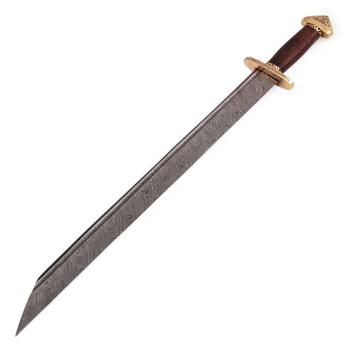 32" Handmade Damascus Steel Medieval Lang Seax 7th Century Viking Sword By Cosplay Sword