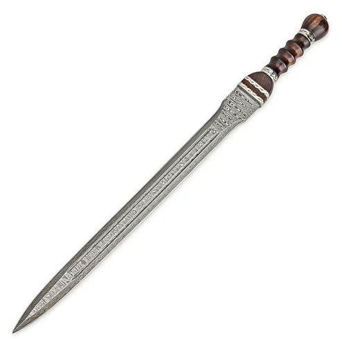25.75" Historical Damascus Gladiator Sword Heartwood Handle By Cosplay Swords