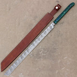 28" Custom Damascus Steel Machete Sword  Full Tang Tactical By Cosplay Swords