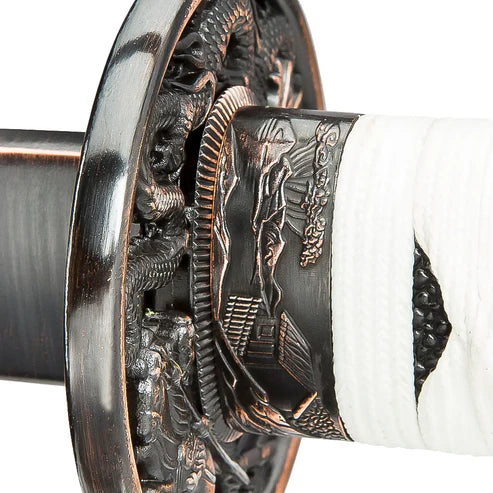 41 3/4" Shinwa White Knight Black Damascus Sword Full Tang Katana By Cosplay Swords