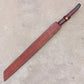 28" hand forged Damascus steel hunting machete with a curved edge and sheath by Cosplay Sword