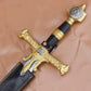 40" Handmade Medieval King Solomon Damascus Steel Sword with Leather Sheath