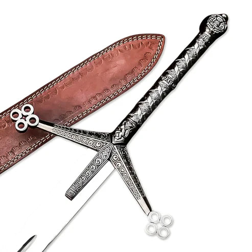 38" Handmade Scottish Claymore Sword Stainless Steel Rat Tail Tang Cosplay Swords