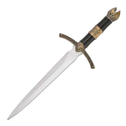 14” Medieval Knight Dagger Stainless Steel Fantasy Blade with Black & Gold Handle by Cosplay Swords
