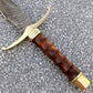 36" Custom Handmade Damascus Steel Sword  With Leather Sheath By Cosplay Swords