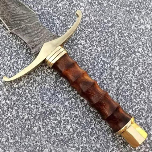 36" Custom Handmade Damascus Steel Sword  With Leather Sheath By Cosplay Swords