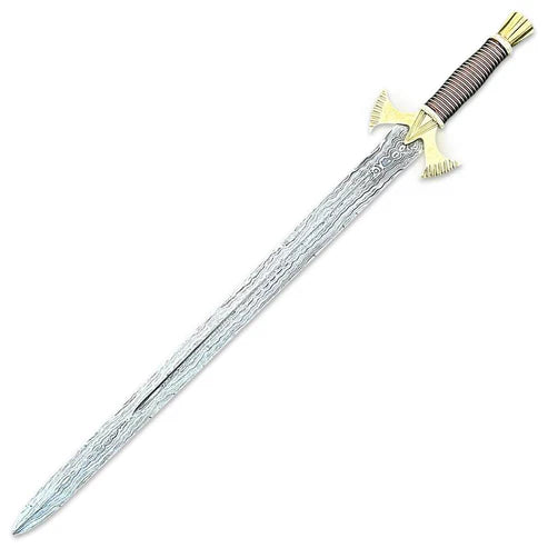 33" Handmade Damascus Steel Combat Hunting Sword Double Edge By Cosplay Swords