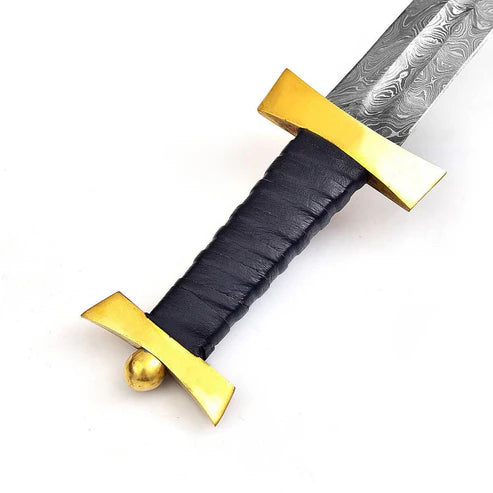 32" Handmade Damascus Steel Roman Spatha Sword Historical Replica By Cosplay Swords