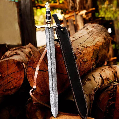 34" Handmade Damascus Steel Viking Sword Premium Medieval Cosplay Swords