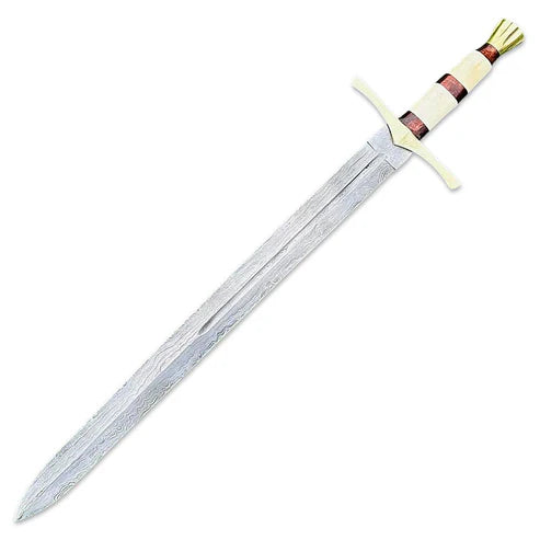 32" Handmade Damascus Steel Medieval Knight Sword Historical Cosplay Swords