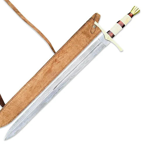 32" Handmade Damascus Steel Medieval Knight Sword Historical Cosplay Swords