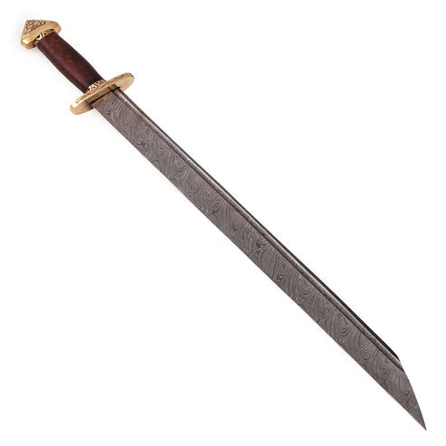 32" Handmade Damascus Steel Medieval Lang Seax 7th Century Viking Sword By Cosplay Sword