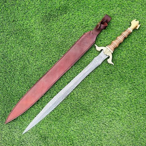 32" Handmade Damascus Steel Viking Sword Historical Medieval By Cosplay Swords