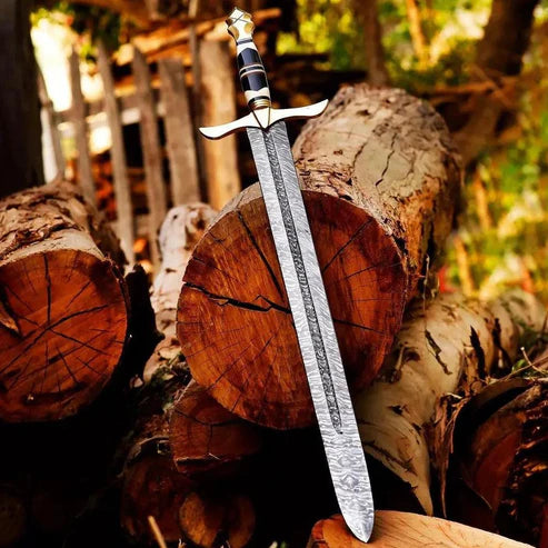 34" Handmade Damascus Steel Viking Sword Premium Medieval Cosplay Swords