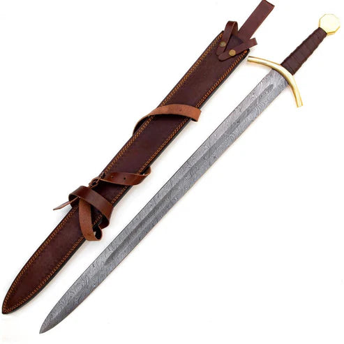 38" Handmade Damascus Steel Medieval Arming Sword Heritage Cosplay Swords