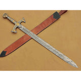 38" Handmade Medieval Templar Knight Longsword Damascus Steel By Cosplay Swords