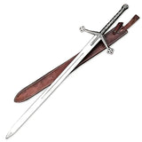 38 inch Handmade Scottish Claymore Sword with stainless steel blade and custom leather sheath.