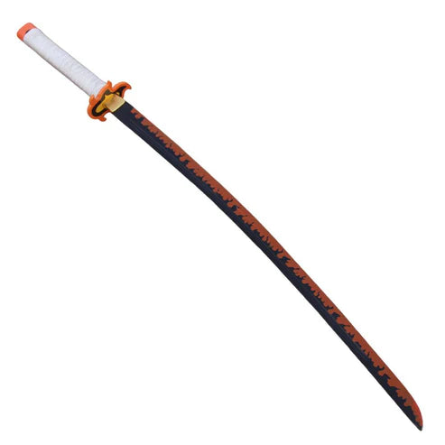 Kyojuro Rengoku Red Nichirin Sword Replica 42" Carbon Steel Demon Slayer Katana with Wooden Scabbard