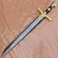 40" Handmade Medieval King Solomon Damascus Steel Sword with Leather Sheath