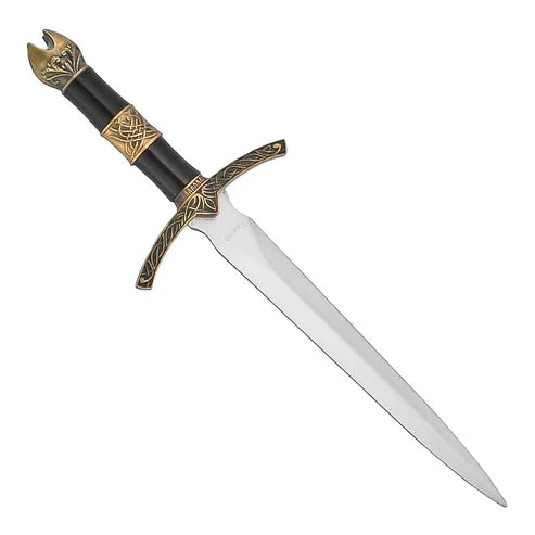 14” Medieval Knight Dagger Stainless Steel Fantasy Blade with Black & Gold Handle by Cosplay Swords