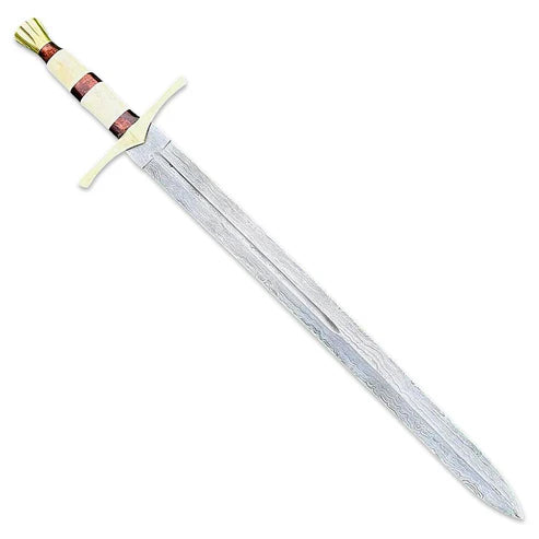 32" Handmade Damascus Steel Medieval Knight Sword Historical Cosplay Swords