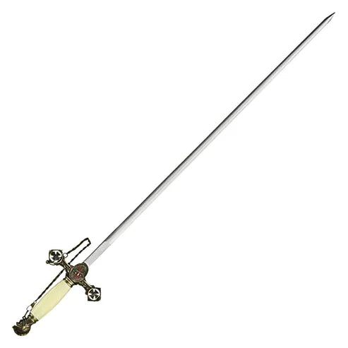 37” Masonic Knight Templar Ceremonial Sword With White Scabbard Cosplay Swords