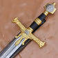 40" Handmade Medieval King Solomon Damascus Steel Sword with Leather Sheath