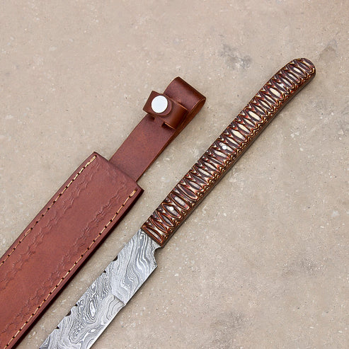 28" Hand Forged Damascus Steel Full Tang Machete Sword Heavy Duty By Cosplay Swords