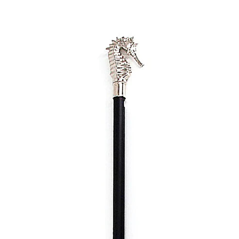 Silver Luxury Hippocampus Sea Horse Handle Cane Sword 12.25" Spear Point Blade