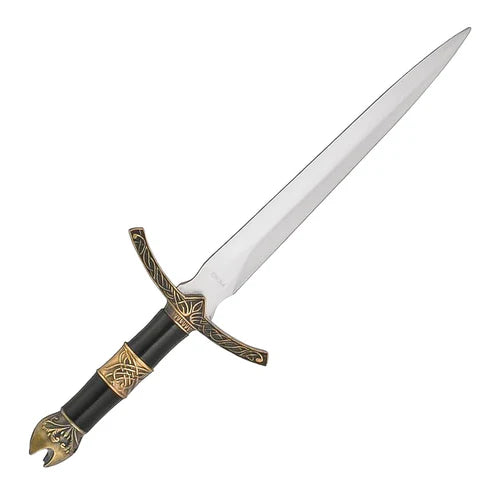 14” Medieval Knight Dagger Stainless Steel Fantasy Blade with Black & Gold Handle by Cosplay Swords