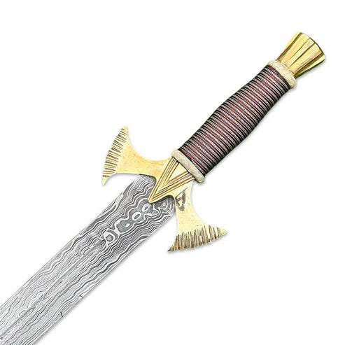 33" Handmade Damascus Steel Combat Hunting Sword Double Edge By Cosplay Swords