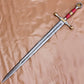 40" Custom Damascus Steel Rat Tail Football Sword Hand Forged with Genuine Leather Sheath