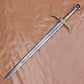 40" Hand Forged Damascus Steel Locksley Sword Rat Tail Medieval Inspired Blade with Leather Sheath