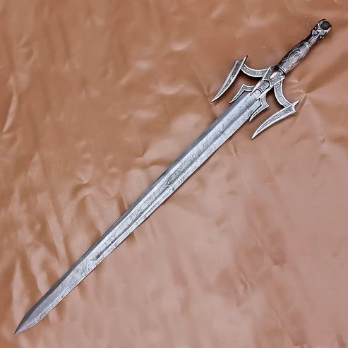 40" Hand Forged Damascus Steel Batman Sword  Full Tang Dark Knight Blade with Leather Sheath