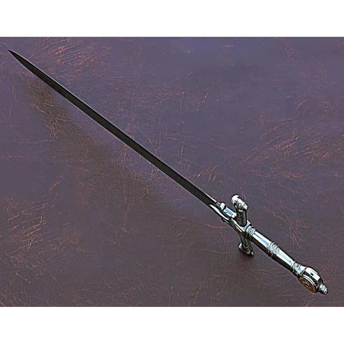 Handmade King Solomon Sword 38" Damascus Steel Medieval Ceremonial Sword with Leather Sheath