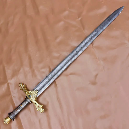40" Awesome Hand Forged Damascus Steel Marvelous Sword Fantasy Blade with Leather Sheath