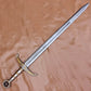40" Hand Forged Damascus Steel Locksley Sword Rat Tail Medieval Inspired Blade with Leather Sheath