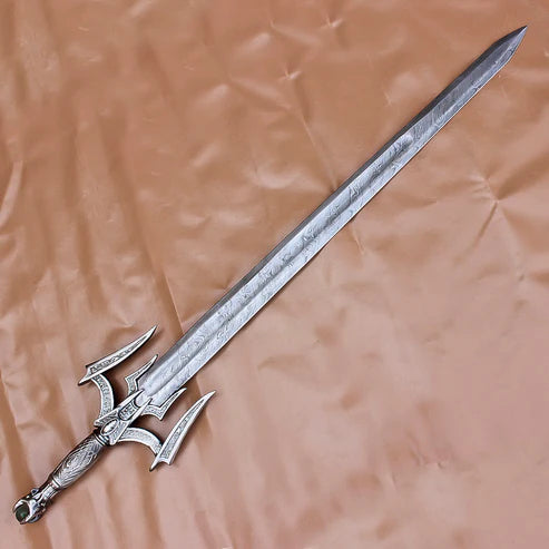 40" Hand Forged Damascus Steel Batman Sword  Full Tang Dark Knight Blade with Leather Sheath