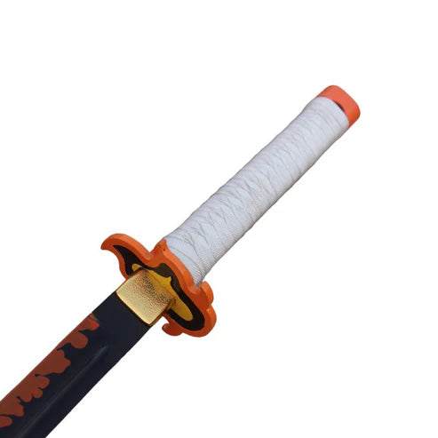 Kyojuro Rengoku Red Nichirin Sword Replica 42" Carbon Steel Demon Slayer Katana with Wooden Scabbard